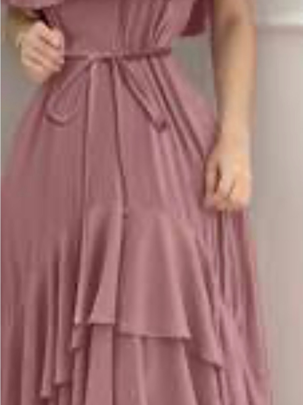 SHEIN Mauve Tiered Maxi Dress with Tie Waist